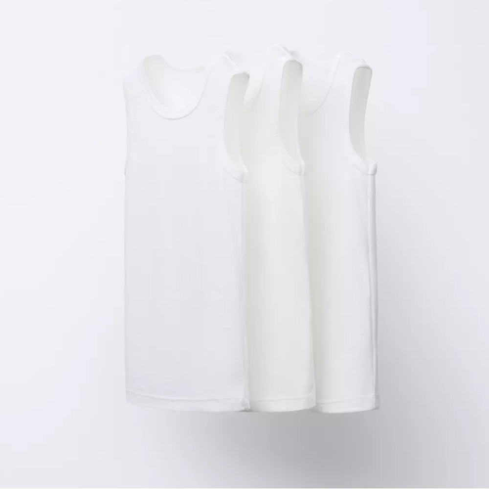 ZARA THREE-PACK OF BASIC SLEEVELESS T-SHIRTS